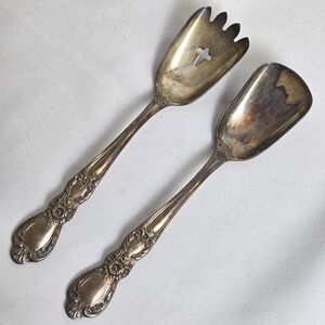 Set of Vtg 1847 Rogers Bros Silverplate Bonbon Spoon & Sugar Shovel, Heritage 6"